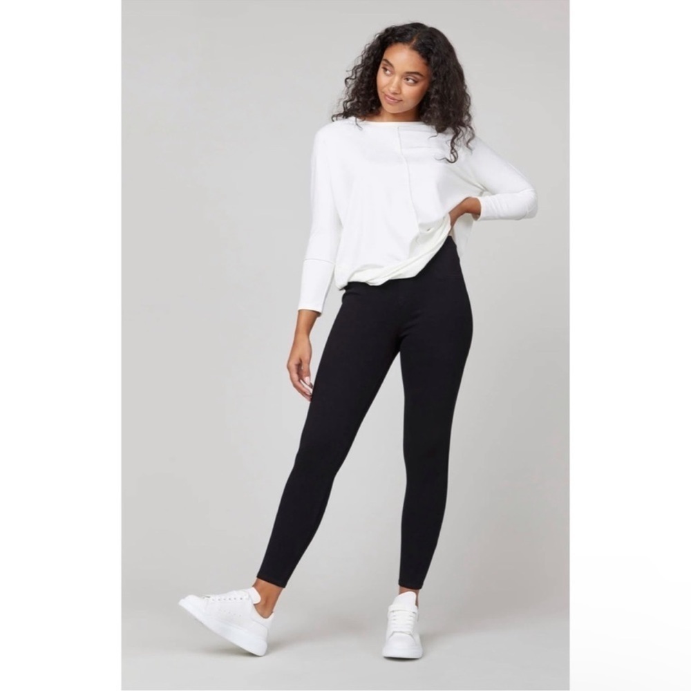 Spanx Pants Womens Medium Black Jeggings Jean-ish Ankle Leggings Slimming Shape